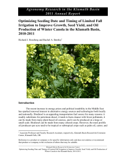 Optimizing Seeding Date and Timing of Limited Fall Irrigation to Improve Growth, Seed Yield, and Oil Production of Winter Canola in the Klamath Basin, 2010-2011