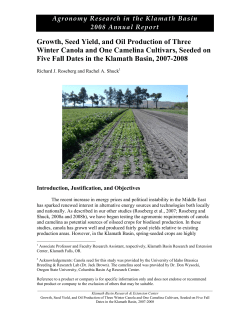 Growth, Seed Yield, and Oil Production of Three Winter Canola and One Camelina Cultivars, Seeded on Five Fall Dates in the Klamath Basin, 2007-2008
