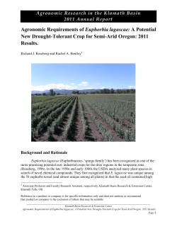 Agronomic Requirements of Euphorbia lagascae: A Potential New Drought-Tolerant Crop for Semi-Arid Oregon, 2011