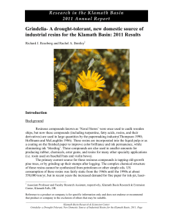 Grindelia- A drought-tolerant, new domestic source of industrial resins for the Klamath Basin, 2011