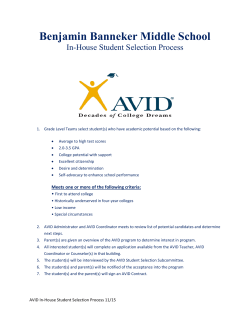 AVID Student Selection Process