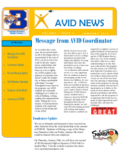 AVID January 2016 Newsletter