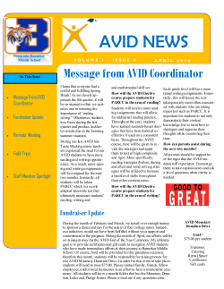 AVID April 2016 Newsletter