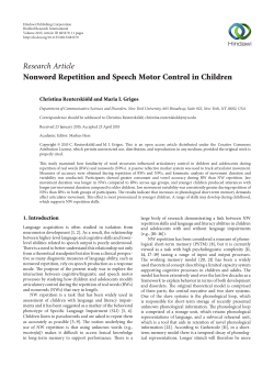 Nonword Repetition and Speech Motor Control in Children.