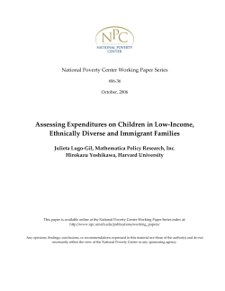Assessing expenditures on children among low-income, immigrant and ethnically diverse families .