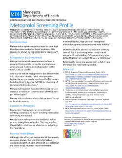 Metoprolol Screening Profile (November 2015; PDF)