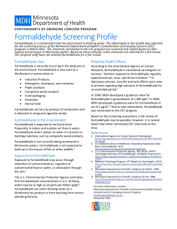 Formaldehyde Screening Profile (November 2015; PDF)