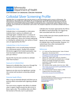 Colloidal Silver Screening Profile (November 2015; PDF)