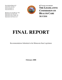 Legislative Commission on Health Care Access Final Report, February 2008 (PDF: 622KB/79 pages)