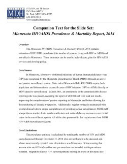 Companion Text for Slide Set: Minnesota HIV/AIDS Prevalence Mortality Report, 2014 (PDF)