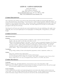 High School Latin II Reg/Adv Syllabus