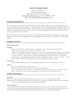 Junior High Latin II Advanced Syllabus