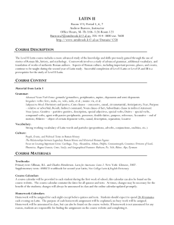 Junior High Latin II Syllabus