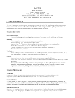 High School Latin I Syllabus