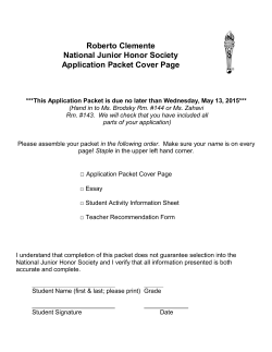 National Junior Honor Society&nbsp;Application Packet