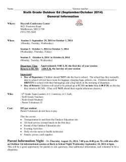 Outdoor Ed. 2014-2015 Permission slip and Parent Information