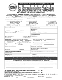 George B. Thomas Learning Academy Saturday School Registration Form Espa&ntilde;ol