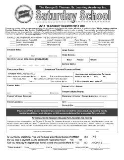 George B. Thomas Learning Academy Saturday School Registration Form