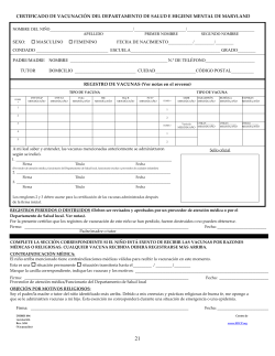 Maryland Immunization Certification Form (Espa&ntilde;ol)