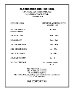 2015-2016 Counselor Assignments
