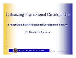 Enhancing Professional Development: Project Great Start Professional Development Initiative