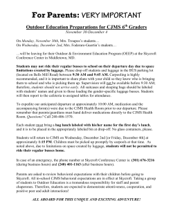 Outdoor Education Departure Packet 2015