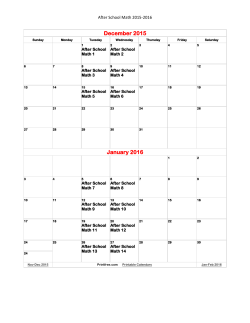 After School Math Calendar&nbsp;2015-2016