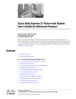 Cisco Unity Express 3.1 Voice-Mail System User's Guide for Advanced Features