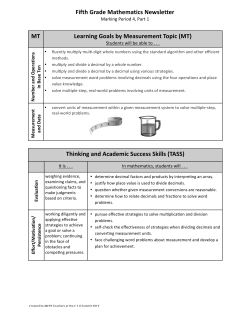 Marking Period 4 Math Newsletter Part 1