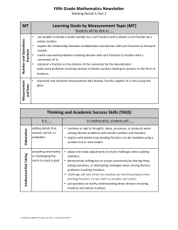 Parent Newsletter - Fifth Grade Math MP3