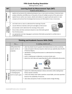 Marking Period 3 Reading Newsletter Part 2