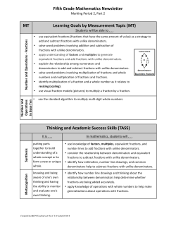 Marking Period 2 Math Newsletter Part&nbsp;2