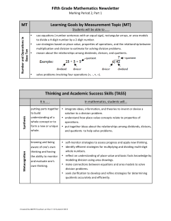 Marking Period 2 Math Newsletter Part 1
