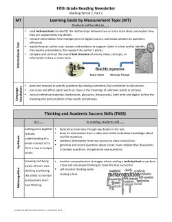 Marking Period 2 Reading Newsletter Part&nbsp;2