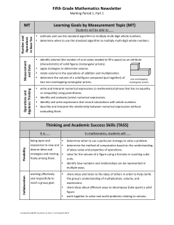 Marking Period 1 Math Newsletter Part 1