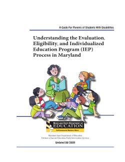 Understanding the IEP MD Dept of Ed