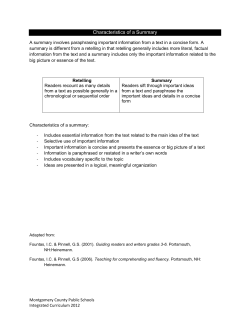 Characteristics of a summary_5.2014