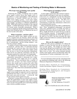 Monitoring and Testing of Drinking Water in Minnesota (PDF: 315KB/1 page)