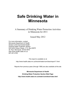 Drinking Water Annual Report 2011: Safe Drinking Water in Minnesota (PDF: 235 KB/20 pages)