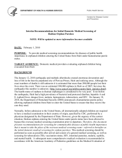 Interim Recommendations for Initial Domestic Medical Screening of Haitian Orphan Parolees (PDF:99KB/7 pages)
