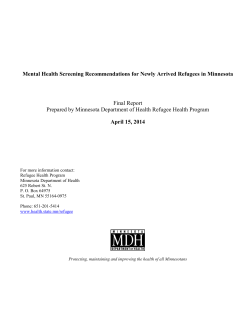 Mental Health Screening Recommendations for Newly Arrived Refugees in Minnesota - Final Report (PDF)