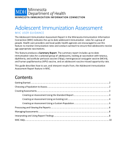 User Guide: Adolescent Immunization Assessment Reports (PDF)
