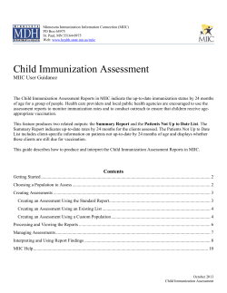 User Guide: Child Immunization Assessment Reports (PDF)
