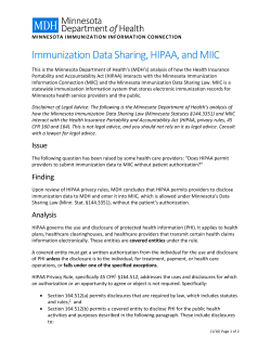 Immunization Data Sharing, HIPAA, and MIIC (PDF)