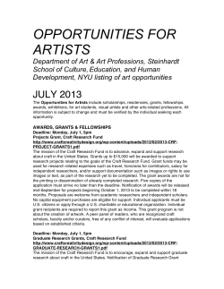 2013 07 OPPORTUNITIES FOR ARTISTS