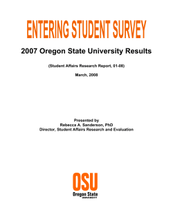 Entering Student Survey (ESS) Report - 2007
