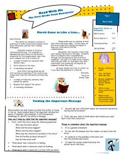 1st Grade March 2016 Newsletter