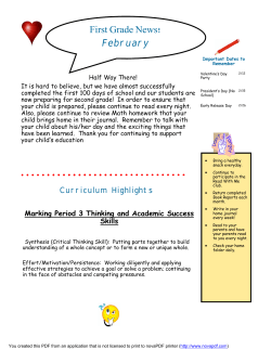 1st Grade Feb 2016 Newsletter