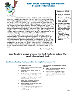 1st grade Dec. 2015 Newsletter