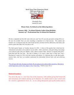 Principal's Post- January 2016